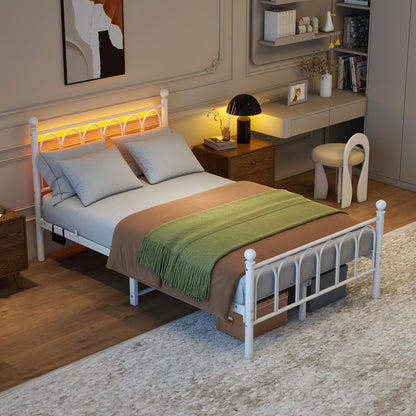 Metalen Bedframe – Stalen Bedframe – Vintage Bed – Eenpersoonsbed – Slaapkamerframe – 120x200 cm – Stevig Stalen Frame – Lattenbodem Zonder Veren