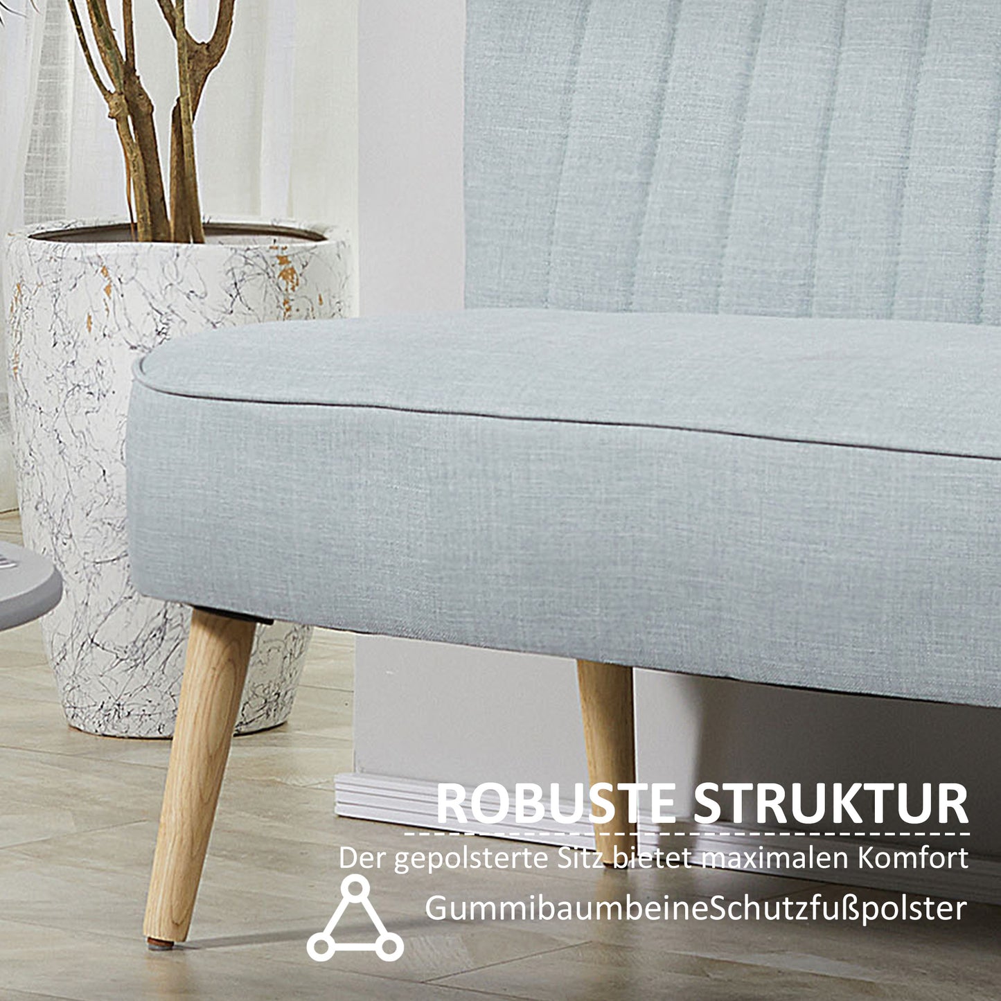 2-zits bank – tweezitsbank – loveseat – zitbank – bankstel – retro design – duurzaam hardhouten frame – lichte linnen stof