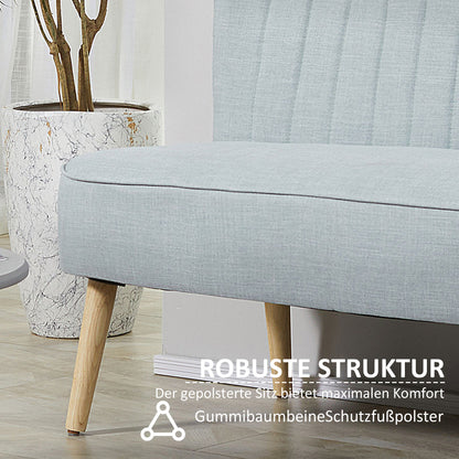 2-zits bank – tweezitsbank – loveseat – zitbank – bankstel – retro design – duurzaam hardhouten frame – lichte linnen stof