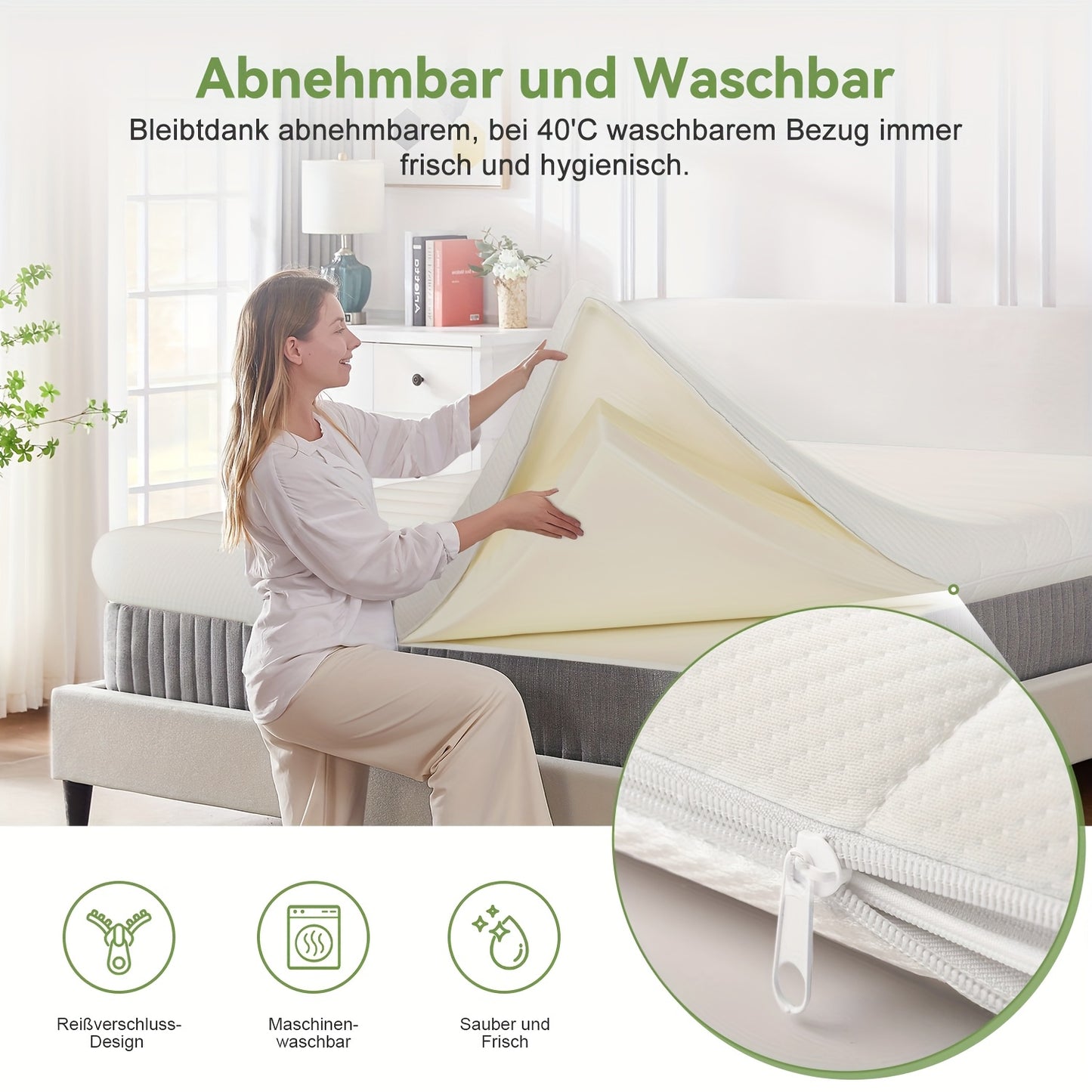 Matras Topper – Matrasbeschermer – Comfortschuim Topper – Traagschuim Topper – Matrasverbeteraar – Ergonomisch Comfort – Ademend Katoenen Overtrek – 7 cm Dikte – 90x190 & 90x200 cm