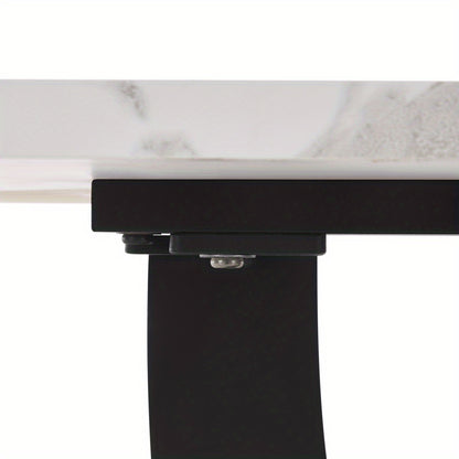 Eettafel – Keukentafel – Eetkamertafel – Tafel – Tafeltje – 140x80 cm – MDF Marmerprint – Metalen Frame – Verstelbare Pootjes