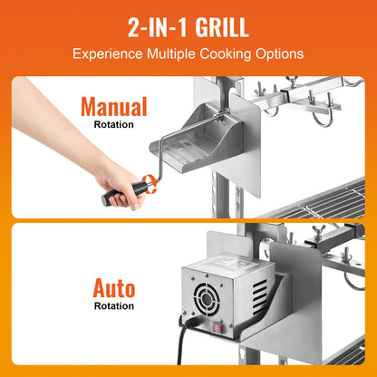 Draaispit – Rotisserie – Braadspit – BBQ Spit – Grillspit – 46 Inch – RVS Staal – 52W Motor