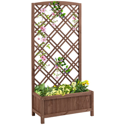 Plantenrek – Bloemenstandaard – Plantenbak – Plantentafel – Klimrek – Houten Verhoogde Plantenbak – Geel – 60x30x122,5 cm – Duurzaam Vurenhout