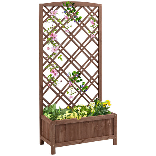 Plantenrek – Bloemenstandaard – Plantenbak – Plantentafel – Klimrek – Houten Verhoogde Plantenbak – Geel – 60x30x122,5 cm – Duurzaam Vurenhout