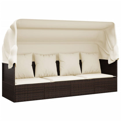 Loungebed – Tuinbed – Balkonbed – Relaxbed – Poly Rattan – Verstelbare Zonwering – Comfortabele Kussens