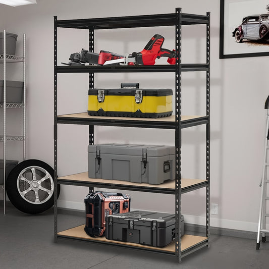 Metalen Opbergrek – Opbergkast – Stellingkast – Opslagrek – Garage Rek – Verstelbare Planken – Draagkracht 907 kg – Zwarte Roestbestendige Coating