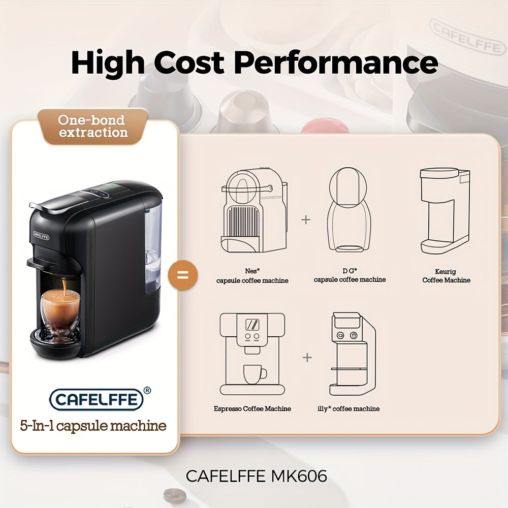 Espressomachine – Koffiezetapparaat – Pistonmachine – Capsulekoffiemachine – Koffiemachine – 19 Bar Pompdruk – Compact 0,6L Waterreservoir
