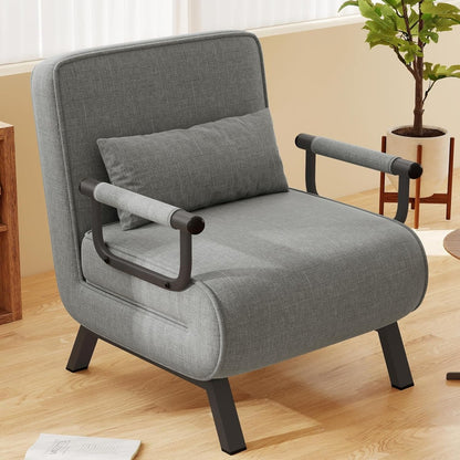 4in 1 Armchair, Sofa Bed with Bed Function, Space-Saving Guest Bed, Armchair with Adjustable Backrest, 150kg Load Capacity, Metal Frame & linen, Guest Room Seating, Multifunctional Chair, Minimalist Furniture, Modern Armchair