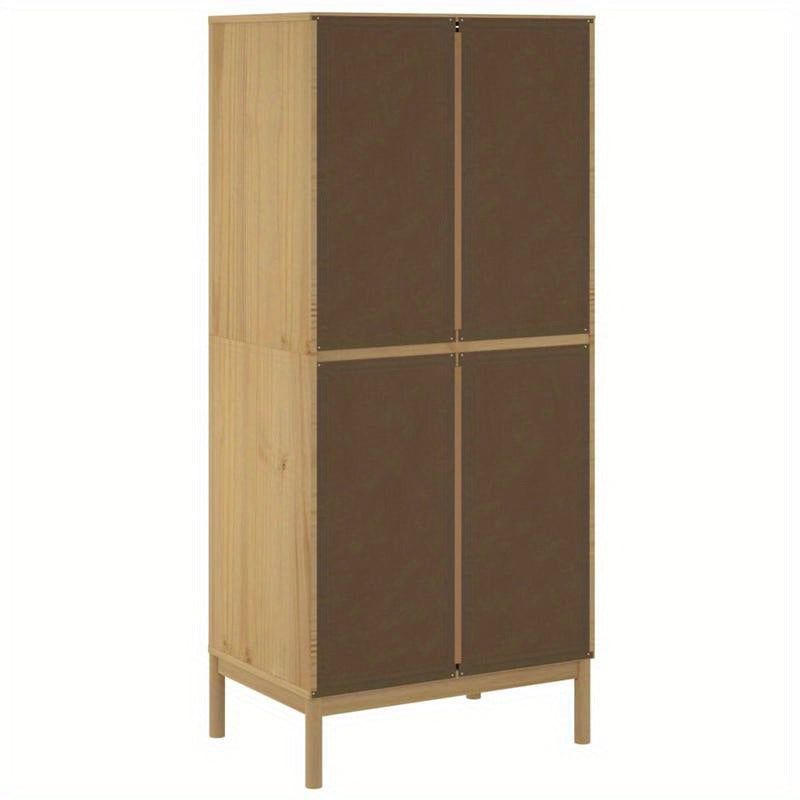 Vrijstaande Kledingkast – Garderobekast – Opbergkast – Kledingopberger – Houten Kast – Massief Grenenhout – Bruin Gewassen Afwerking – Compact 77x53x171 cm