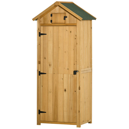 Tuinhuis – Berging – Tuinkast – Opslaghok – Tuinschuurtje – Compact Houten Tuinhuis – Met Metalen Dak – Ingebouwde Planken – 77x54x179 cm – Groen/Geel