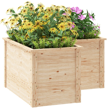 Verhoogde Plantenbak – Moestuinbak – Bloembak – Tuinbak – Kruidenbak – L-vormig Design – Natuurlijk Vurenhout – Open Achterkant – 120x120x62 cm