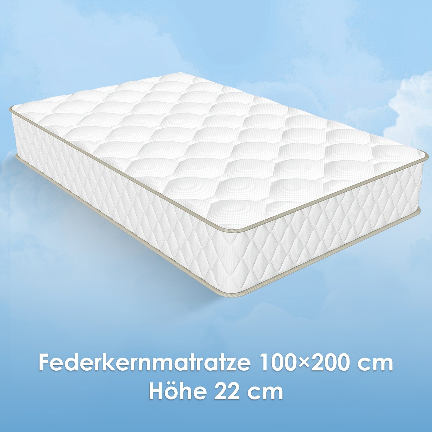Matras – Pocketveringmatras – Koudschuimmatras – Eenpersoonsmatras – Twijfelaar matras – 100x200 cm – 7-zones pocketveren – 22 cm hoogte