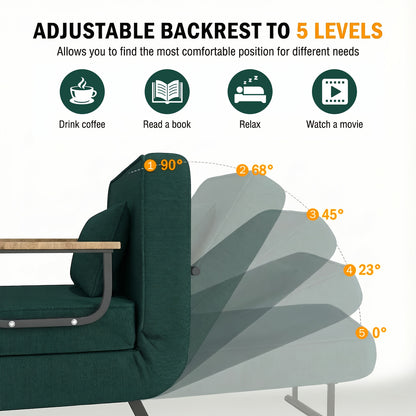 Vouwfauteuil – Slaapstoel – Klapstoel – Logeerstoel – Relaxstoel – Khaki Kleur – 5-Niveaus Verstelbare Rugleuning – Comfortabele Memory Foam Vulling