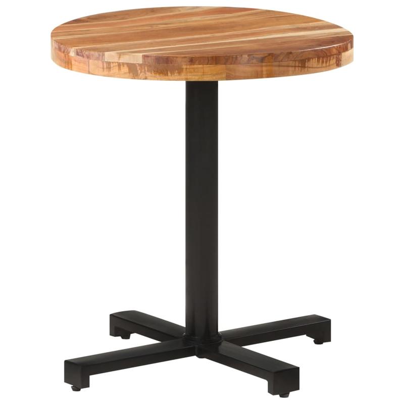 Solid Acacia Wood Modern Round Dining Table - Extra Large 70x75cm (27.5"x29.5") Indoor/Outdoor Bistro-Style Table with Sturdy Legs, Durable & Easy-Clean Surface, Natural Wood Grain for Kitchen, Cafe, Restaurant, Home - Versat
