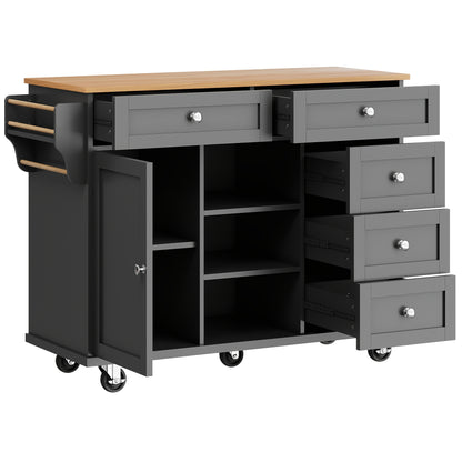 Serveerwagen – Trolley – Serveerkar – Eettafelwagen – Keukentrolley – Zwart – MDF En Hardhout – Mobiel En Bergkast
