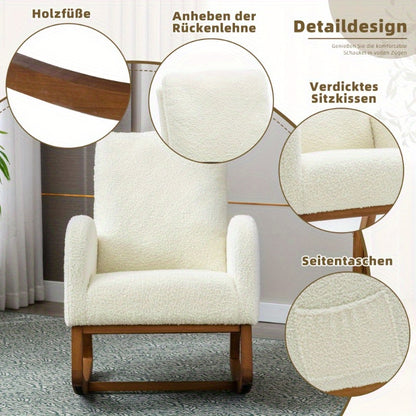 Schommelstoel – Schommelstoel Hooghout – Relaxstoel – Wiegstoel – Lounge Stoel – Metaal Frame – Pluche Bekleding – Ergonomische Rugleuning – Eenvoudige Montage – Geen Stroom Nodig