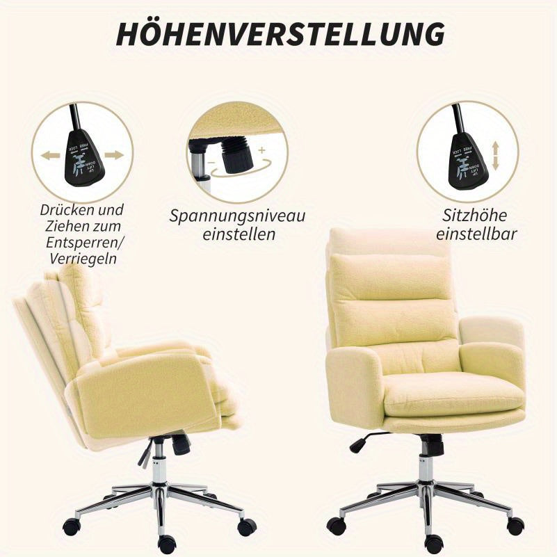 Ergonomische Bureaustoel – Bureaustoel Home Office – Werkstoel – Desk Chair – Kantoorstoel – Verstelbare Armleuningen – Zachte PU Bekleding