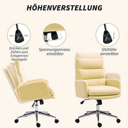 Ergonomische Bureaustoel – Bureaustoel Home Office – Werkstoel – Desk Chair – Kantoorstoel – Verstelbare Armleuningen – Zachte PU Bekleding