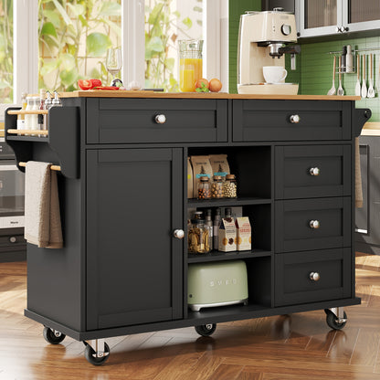 Serveerwagen – Trolley – Serveerkar – Eettafelwagen – Keukentrolley – Zwart – MDF En Hardhout – Mobiel En Bergkast