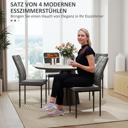 Eetkamerstoel – Stoel – Kuipstoel – Draaistoel – Set van 4 – Velvet Bekleding – Metalen Onderstel – Ergonomische Rugleuning – Zithoogte 47 cm