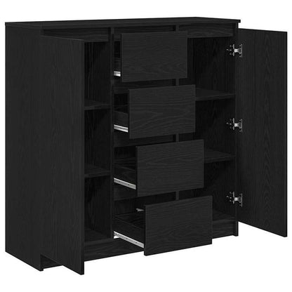Dressoir – Sideboard – Opbergkast – Ladekast – Commode – Zwart Eiken – MDF Chipboard – Praktisch Met Lades 100,5x35x98,5 cm