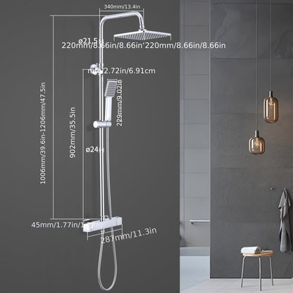 Douche Systeem – Douche Set – Regendouche – Douchekraan – Thermostaatkraan – Verstelbare Douchebeugel – RVS – Thermostaat 38°C Veiligheidsfunctie