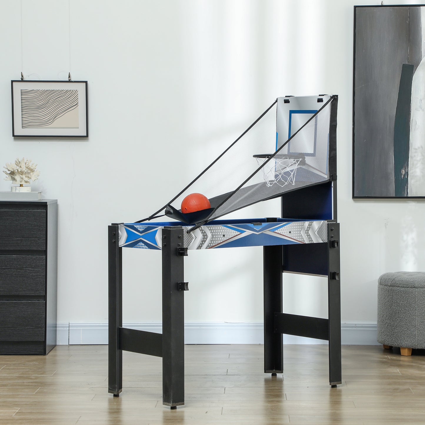 5-in-1 Speltafel – Spel tafel – Speeltafel – Spelbord – Multifunctionele Tafel – Blauw Zwart – Duurzaam MDF en Kunststof – Inclusief Accessoires