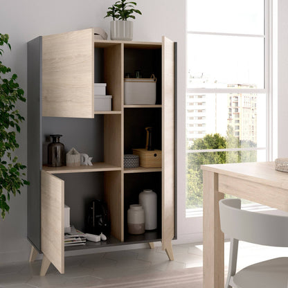 Crono Credenza, High Living Room Buffet, Modern 3-Door Sa Sideboard, 81X43H135 Cm, Available in 3 Colors