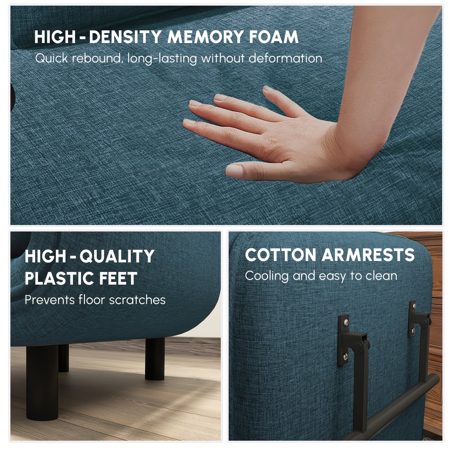 Bedbank – Slaapbank – Sofa Bed – Logeerbed – Bedmeubel – Handmatig Inklapbaar – Memory Foam Kussens