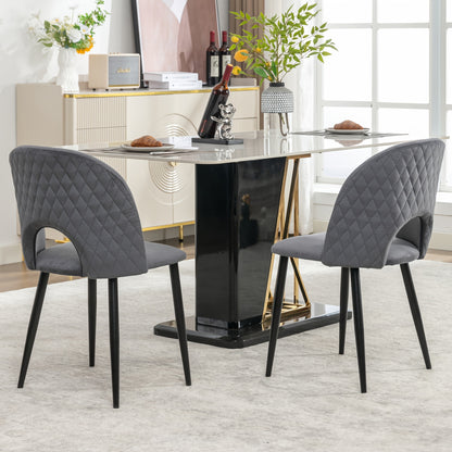 Eetkamerstoel – Stoel – Designstoel – Diningset – Vergaderstoel – Grijs – Metalen Frame – Verstelbare Poten – Ergonomisch Zitten – Diamantpatroon Rugleuning