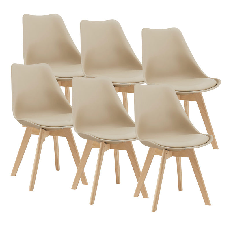 Eetkamerstoel – Keukenstoel – Woonkamerstoel – Eettafelstoel – Stoel – Set van 6 – PU Kunstleer Bekleding – Massief Beukenhouten Frame