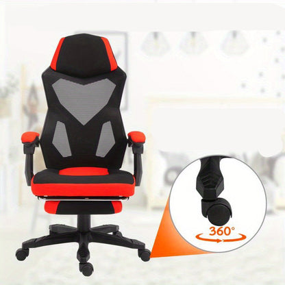 Ergonomische Bureaustoel – Gamingstoel – Kantoorstoel – Werkstoel – Deskchair – Verstelbare Rugleuning – 360° Draaibaar – Zwaarbelast 5-Wiel Onderstel – Hoofdsteun – Zwart/Rood