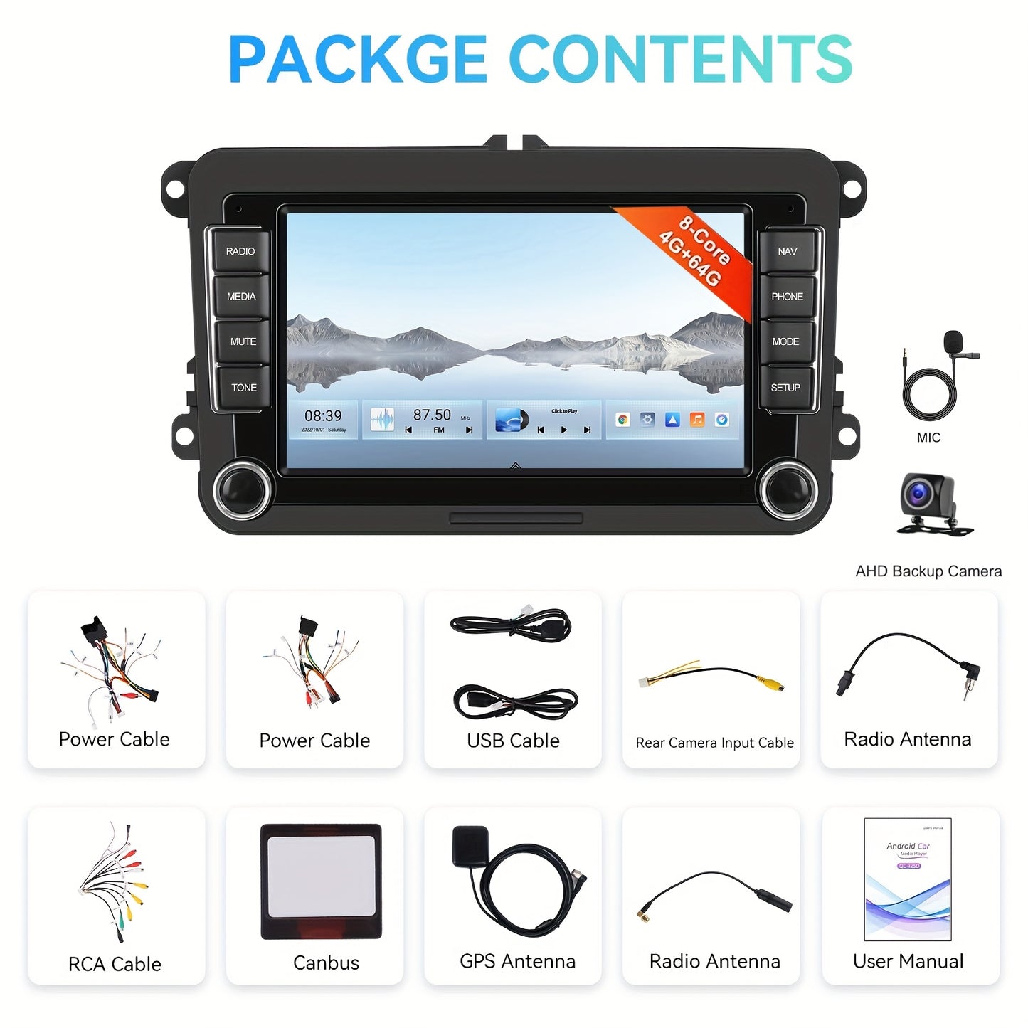 Autostereo Systeem – Autoradio – Multimedia Speler – Navigatie Systeem – Double DIN – 7 Inch Touchscreen – Android 15.0 – Draadloze CarPlay & Achteruitrijcamera