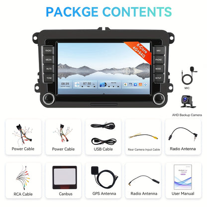 Autostereo Systeem – Autoradio – Multimedia Speler – Navigatie Systeem – Double DIN – 7 Inch Touchscreen – Android 15.0 – Draadloze CarPlay & Achteruitrijcamera