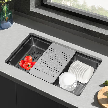 Keukenwerkblad Spoelbak – RVS Spoelbak – Enkele Spoelbak – Onderbouw Spoelbak – Werkstation Spoelbak – Silvery Kleur – Duurzaam Roestvrij Staal – Modern Rechthoekig Design