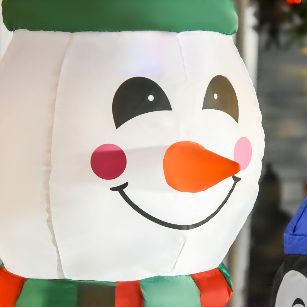 Opblaasbare Kerstfiguur Sneeuwpop en Pinguïns – Kerstversiering Tuindecoratie – Buiten Decoratie – Feestelijke Opblaasbare Figuren – Groot Formaat 140x70x180 cm – Weerbestendig & Vrijstaand