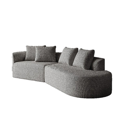 Moderne Loungebank – Sectional Sofa – Hoekbank – Modulair Sofa – Chenille Bank – 4-Zits Oversized – Donkergrijs Zwart – Plush Kussens – Stalen Frame – Geen Montage
