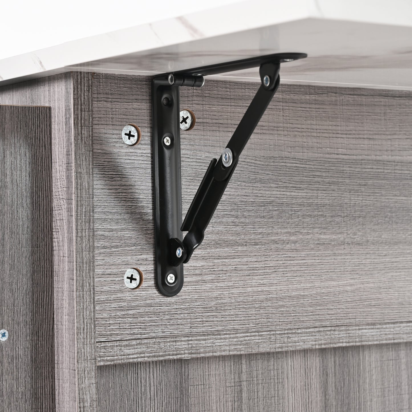 Keukentrolley – Keukenkast – Serveerwagen – Keukenwagen – Buffetwagen – Uitklapbaar Werkblad – Houtlook Werkblad – 139x46(71)x91,5 cm – Met Laden en Verstelbare Planken