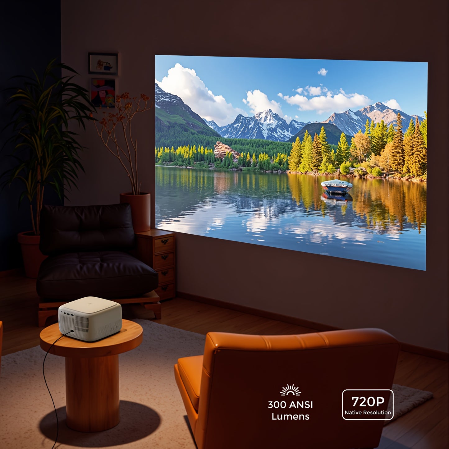 Mini Projector – Mini Beamer – Draagbare Projector – Mobiele Beamer – Pocket Projector – 300 ANSI Lumen – Native 720p Resolutie – Dual-band WiFi – Draadloos Streamen