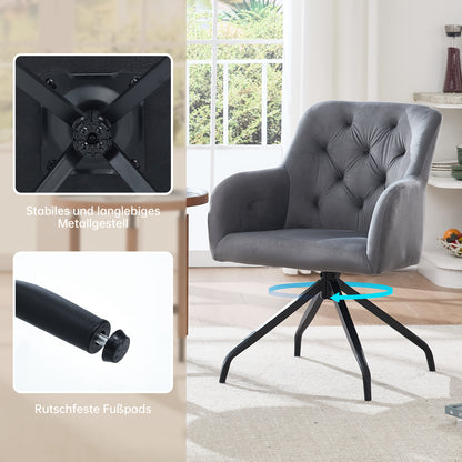 Draaifauteuil – Lounge Stoel – Eetkamerstoel – Relaxfauteuil – Fauteuil – 360° Draaibaar – Velvet Bekleding – Set Van 2 – Met Metalen Frame – Comfortabel