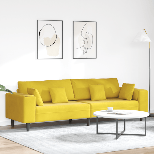 Velvet bank – Fluwelen sofa – Zitbank – Slaapbank – Loungebank – Geel zonder ottomaan – Zacht schuimvulling – Stevig houten frame