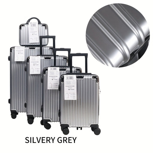 Kofferset – Reiskoffer – Bagage – Trolley – Rugzak – Zilvergrijs – Duurzaam PVC Materiaal – Combinatieslot Met 5 Silent Wieltjes