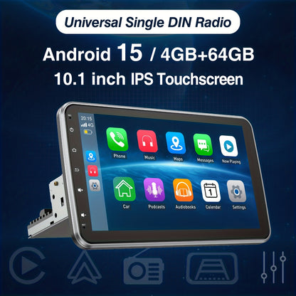 Android Autoradio – Multimedia Systeem – Auto Stereo – Touchscreen Radio – DAB+ Radio – 10,1 Inch IPS Scherm – Android 15 Systeem met Wireless CarPlay