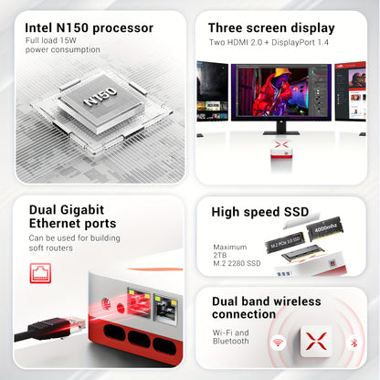 Mini-pc – Compacte computer – Desktop-pc – Basiscomputer – Stille PC – 12GB DDR4 Geheugen – 512GB SSD Opslag