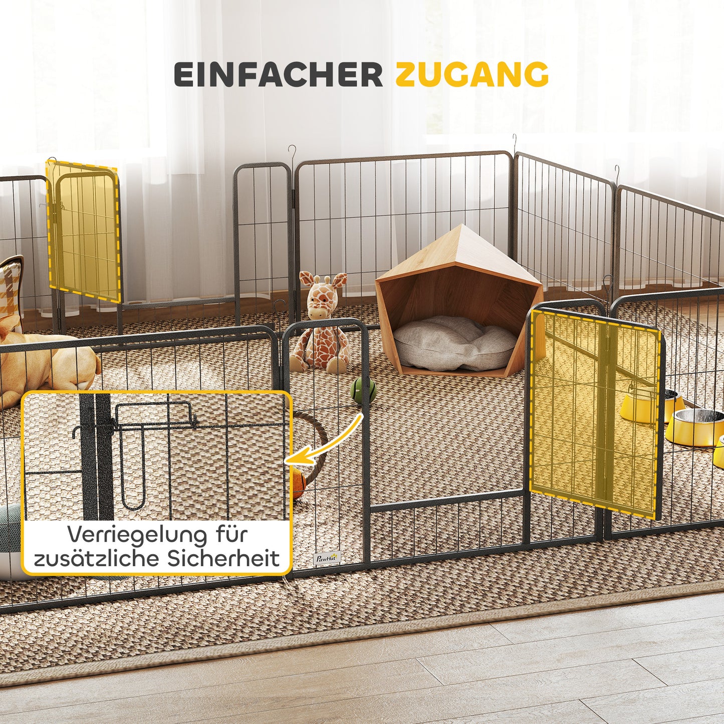 Pet Enclosure, Puppy Playpen, 12 Panels, Outdoor & Indoor, Black