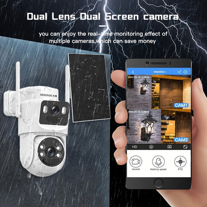 Draadloze Beveiligingscamera – Bewakingscamera – Outdoor Camera – Wifi Camera – IP66 Camera – 3 Stuks – 2K Dual-Lens – Zonne-energie Met PTZ 355° Draaifunctie