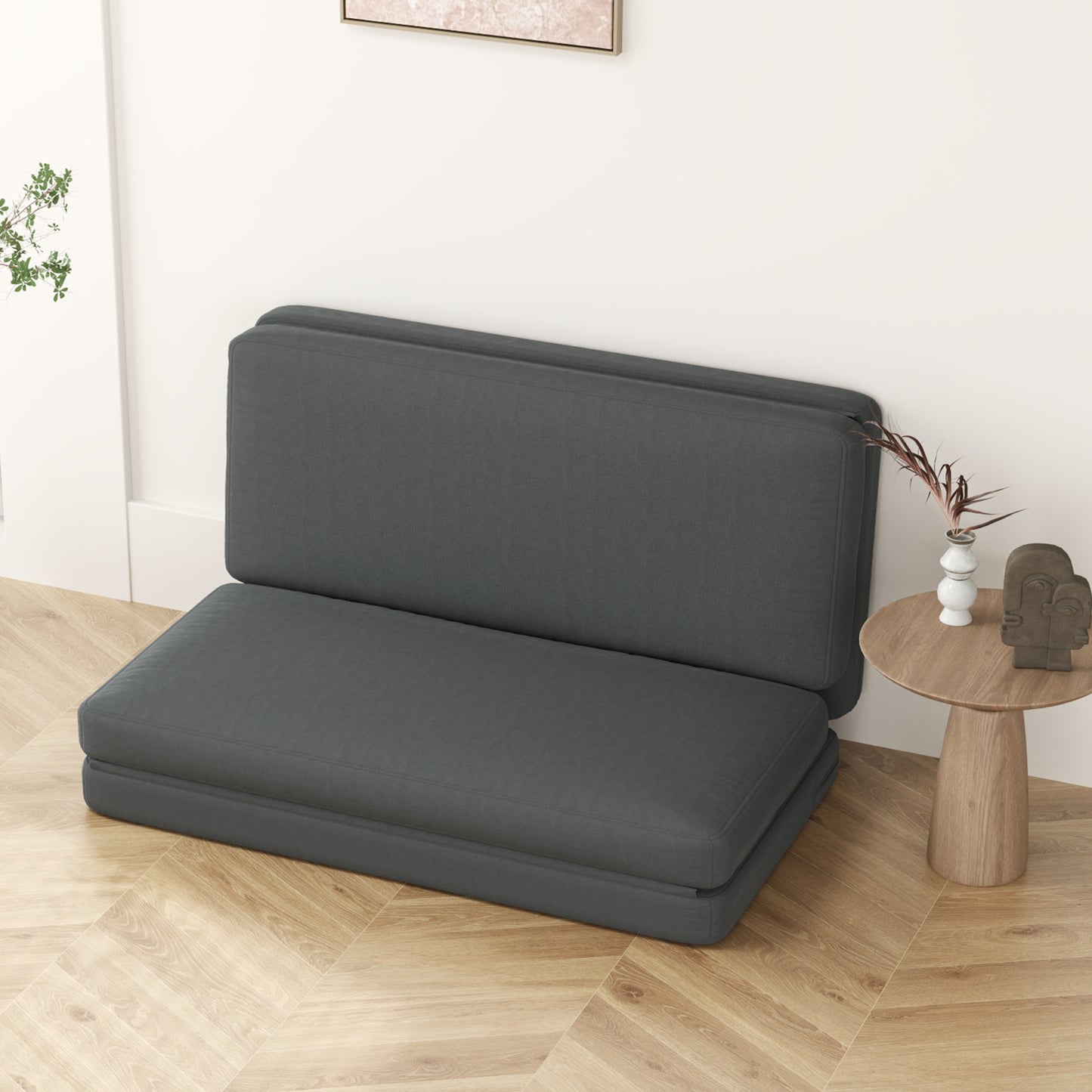 3-in-1 Relaxstoel – Opvouwbare Slaapstoel – Gastenbed – Zitzak – Ligstoel – Donkergrijs – 138 cm Breed – Multifunctioneel & Draagbaar