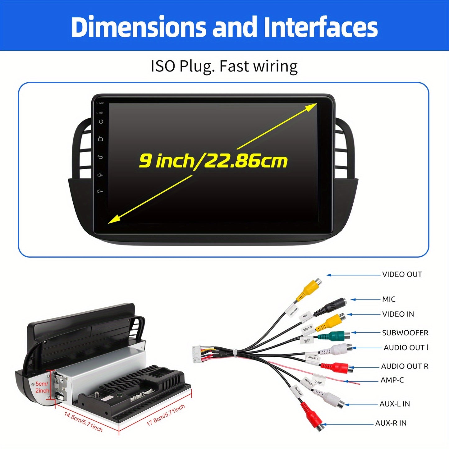 Multimedia Auto Radio – Car Stereo – Autoradio – Navigatiesysteem – Touchscreen Radio – Android 14 – 9 Inch IPS Scherm – Inclusief AHD Achteruitrijcamera – Wit