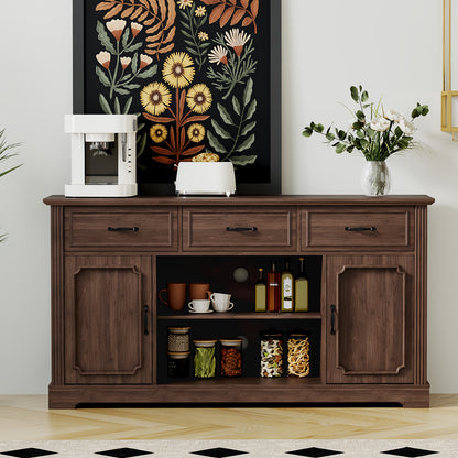 tv meubel – tv kast – tv dressoir – entertainment meubel – televisie meubel – mid-century design – 3 laden – verstelbare planken – geschikt voor tv tot 165 cm – duurzaam houtfiberboard