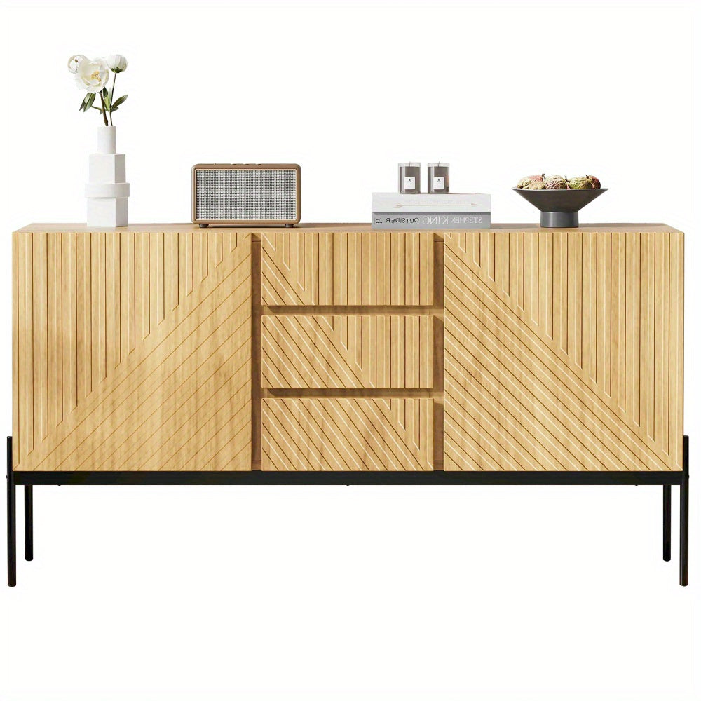 Dressoir – Sideboard – Ladekast – Opbergkast – Commode – Modern Design – Stevige Metalen Poten – Compact Met 2 Deuren en 3 Lades
